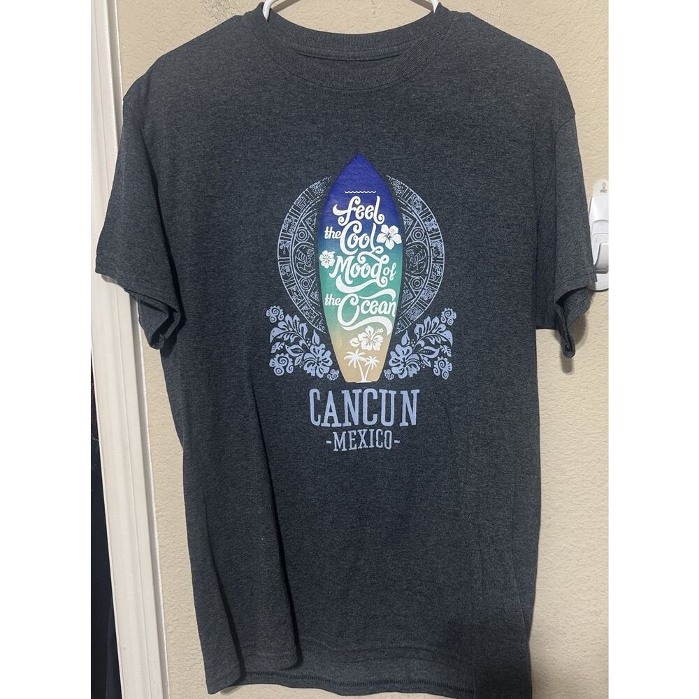 Cancun Mexico Men's M Graphic T Shirt Gray Tropical Cruise Vacation Destination